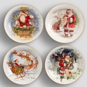 Pottery Barn Nostalgic Santa Salad Plates